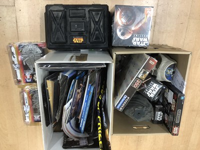 Lot 429 - Star Wars memorabilia, toys and games, two boxes including Nokia 3220 mobile phone etc