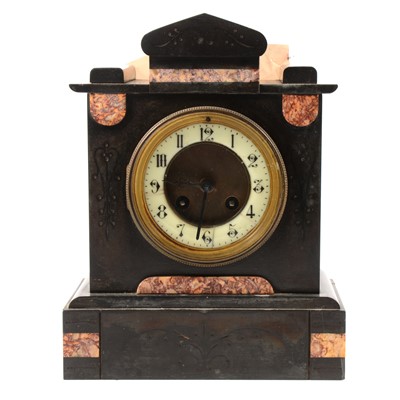 Lot 91 - Victorian marble mantel clock, Frnech cylinder movement