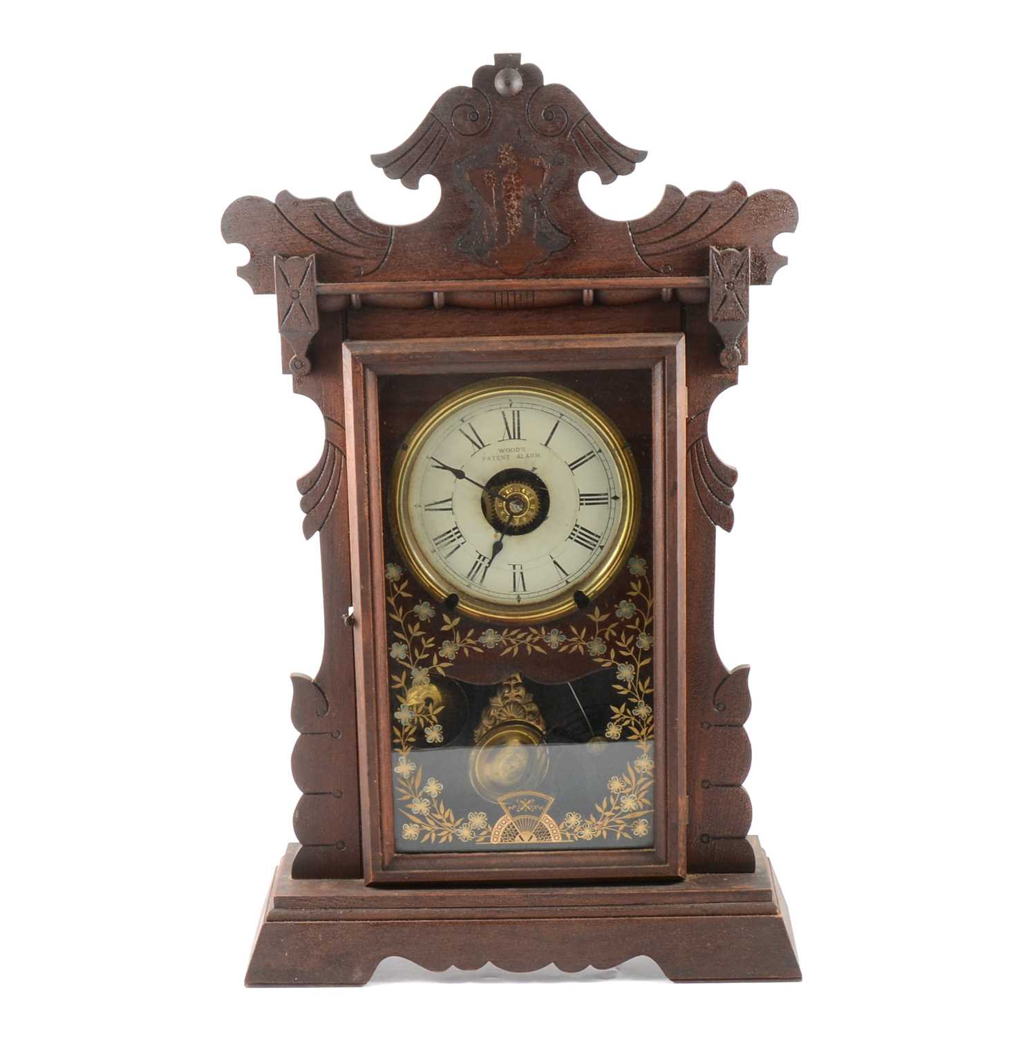 Lot 202 - An American stained wood automatic alarm shelf clock by Jerome & Co.