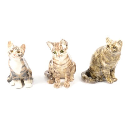 Lot 11 - Three Winstanley pottery models of seated kittens