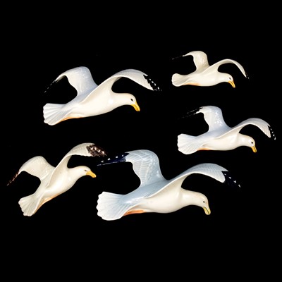 Lot 28 - Set of three Beswick pottery wall plaques, seagulls, and two others