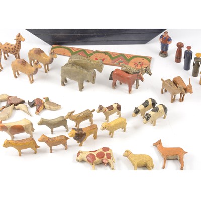 Lot 9 - A German 19th century Noah's Ark wooden toy with animal figures.