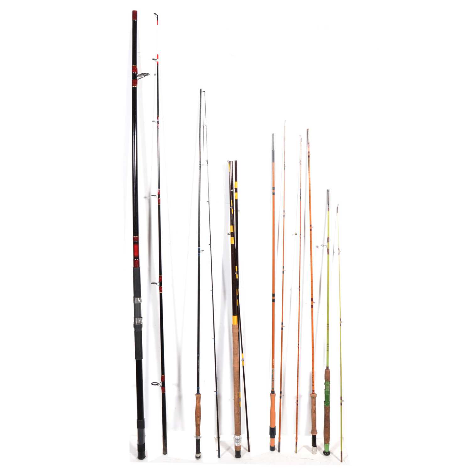 Lot 208 - Six fishing rods, including Daiwa, Milbro, Shakespeare