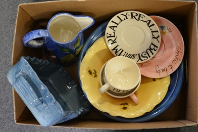 Lot 74 - French pottery bowls, Emma Bridgewater cup and saucer and other ceramics.