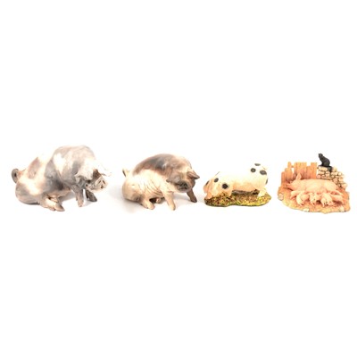 Lot 60 - Nine Beswick, Border Fine Arts and other pig figurines.