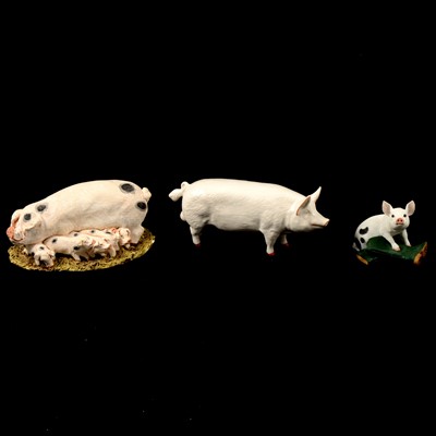 Lot 60 - Nine Beswick, Border Fine Arts and other pig figurines.