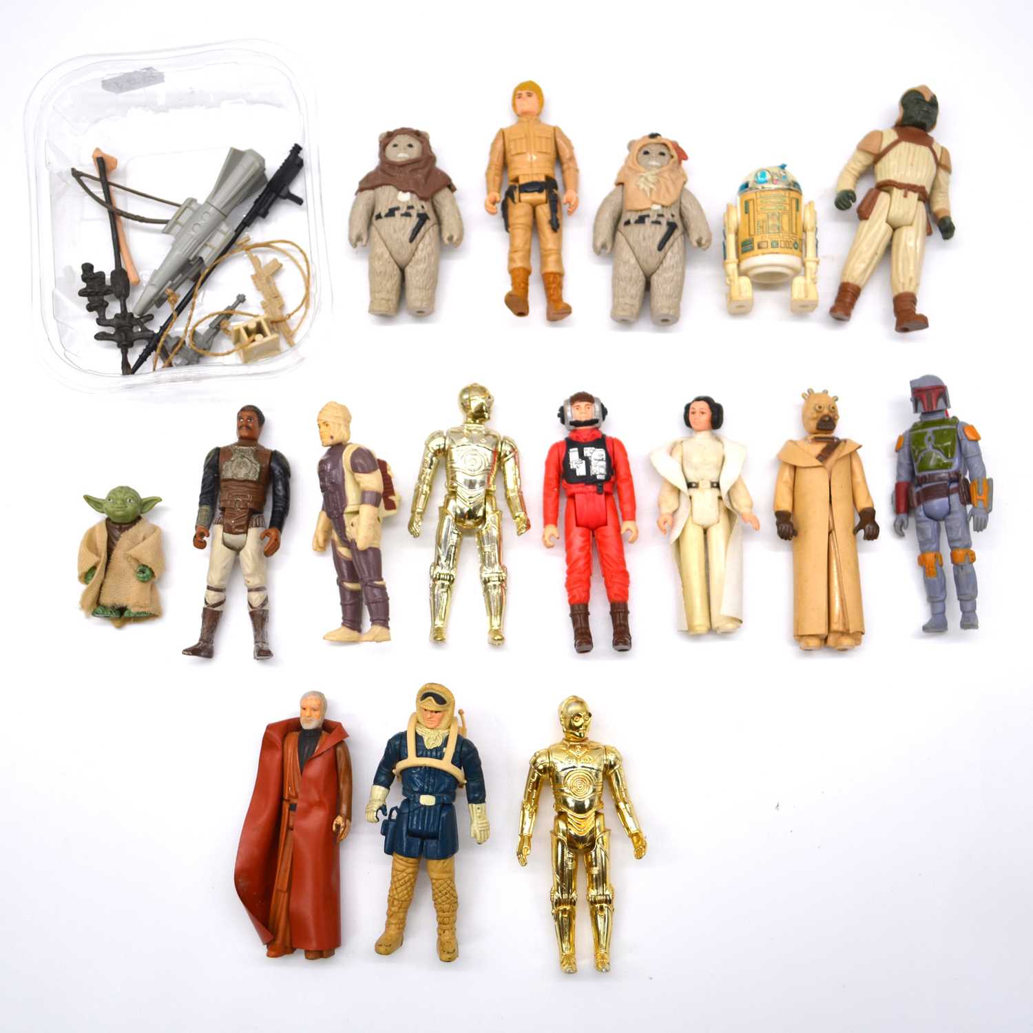 Lot 401 - Star Wars, sixteen original figures including R2D2; Boba Fett etc