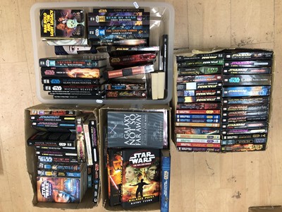 Lot 408 - Star Wars novels and figures, four boxes with a mixture of hardback and paperback editions.