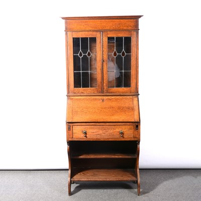 Lot 465 - Arts and Crafts oak bureau bookcase