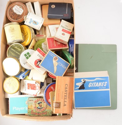 Lot 198 - One box of cigarette boxes, tins and packs
