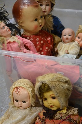 Lot 7 - Twelve vintage dolls, bisque head and celluloid.