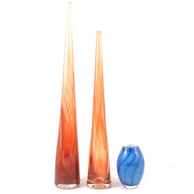 Lot 45 - Pair of tapering glass forms, believed to be Kosta Boda