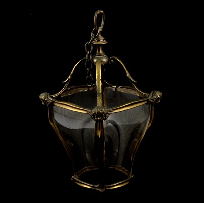 Lot 175 - Cast brass hanging lantern