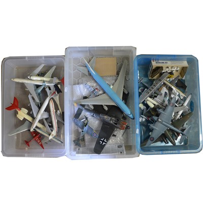 Lot 377 - Kit-built model aircraft, three trays of various types and scales.