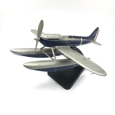 Lot 384 - Bravo Delta Models Schneider seaplane model, with stand, 38cm length, boxed.