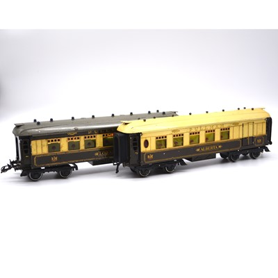 Lot 111 - Three Hornby O gauge model railways passenger coaches Pullman 'Alberta' 'Loraine'
