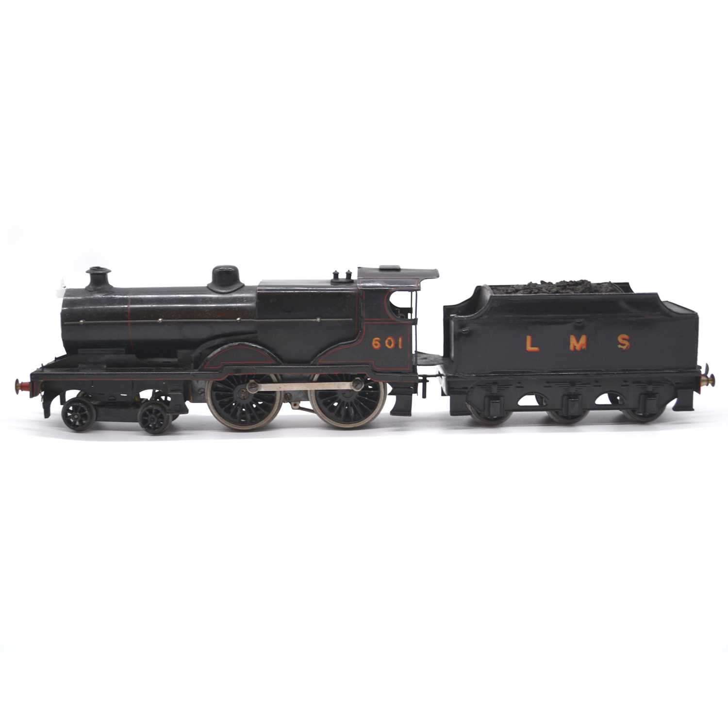 Lot 94 - Bassett-Lowke O gauge model railway locomotive and tender, LMS 4-4-0, no.601