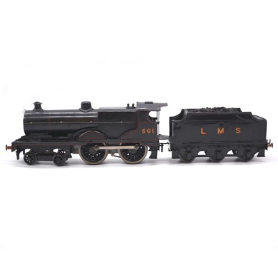 Lot 94 - Bassett-Lowke O gauge model railway locomotive and tender, LMS 4-4-0, no.601