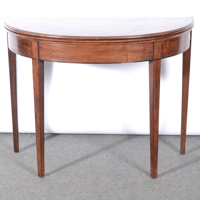 Lot 508 - Late Georgian mahogany demi-lune card table