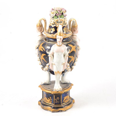 Lot 25 - French ceramic pot pourri vase and cover, retailed by Litchfield's Sinclair Galleries