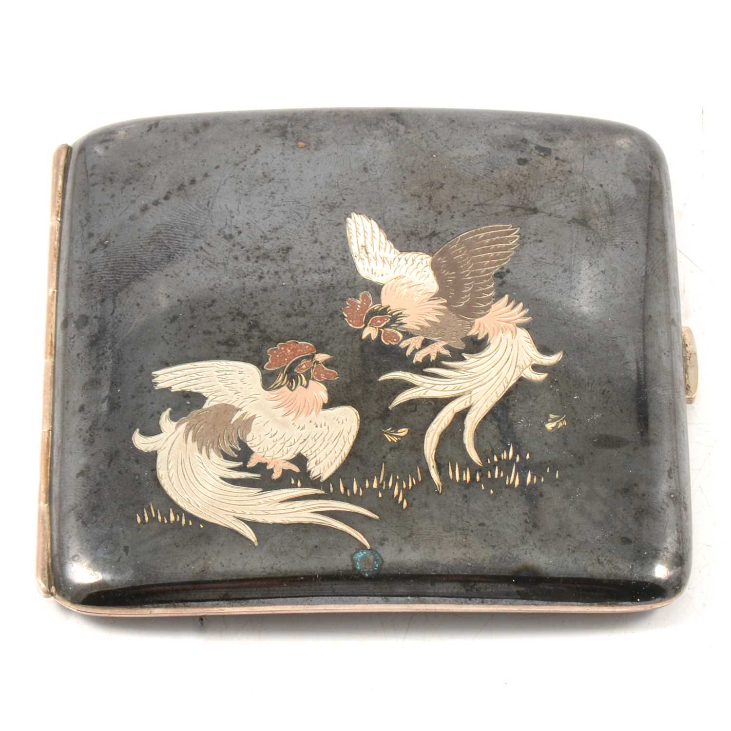 Lot 23 - Alfred Dunhill, white metal, niello and inlaid cigarette case