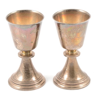 Lot 257 - Pair of silver goblets, Albert Edward Jones, Birmingham 1971.