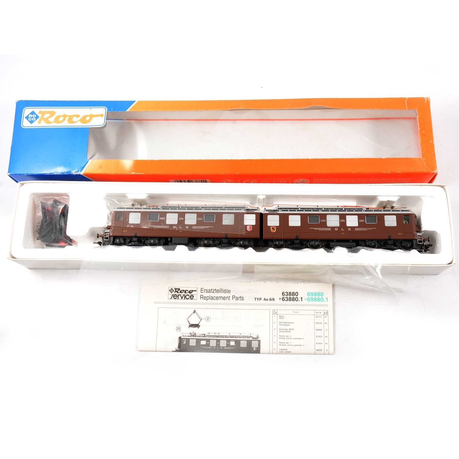 Lot 163 - Roco HO gauge model railway locomotive set, ref 63880 SBB Ae 8/8, no.274, boxed.