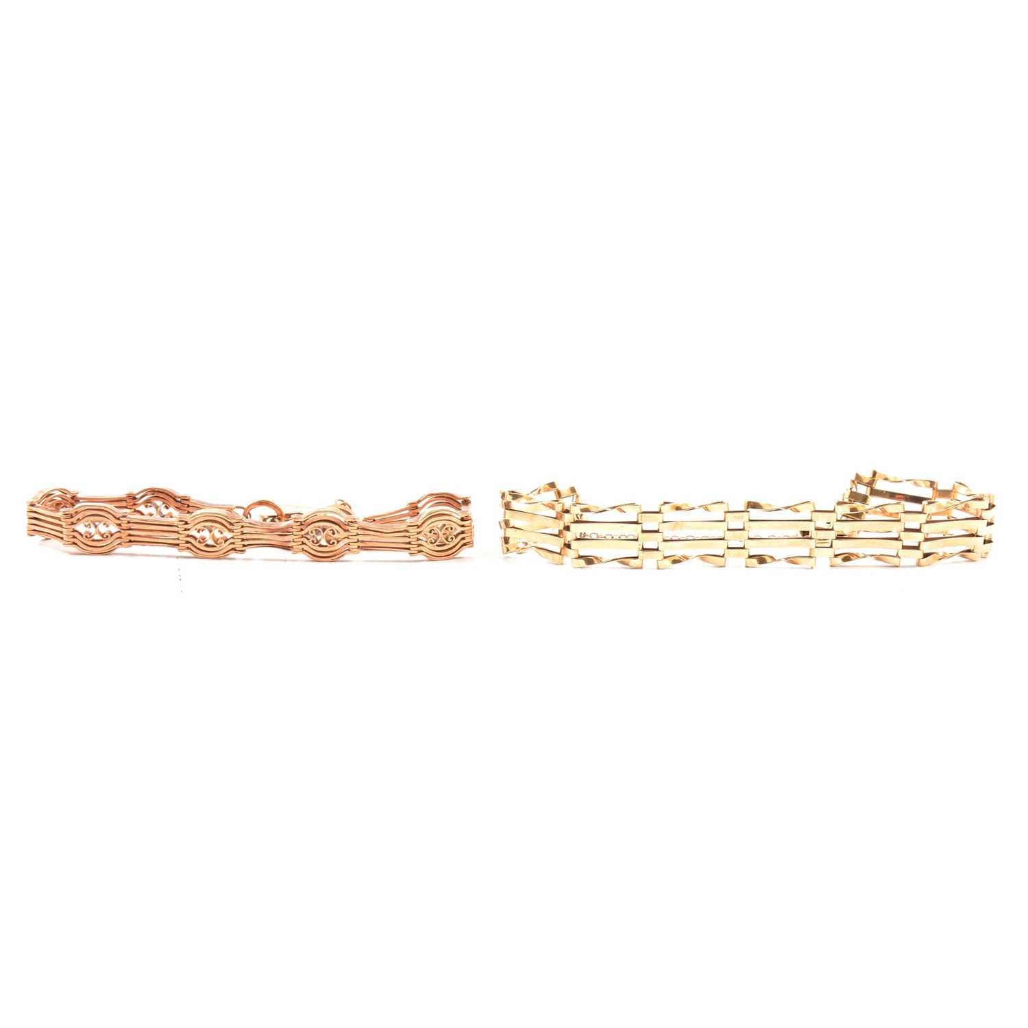 Lot 170 - Two 9 carat gold gate bracelets.
