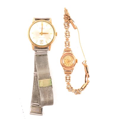 Lot 310 - Accurist - a gentleman's wristwatch, Centaur - a lady's 9 carat gold wristwatch.