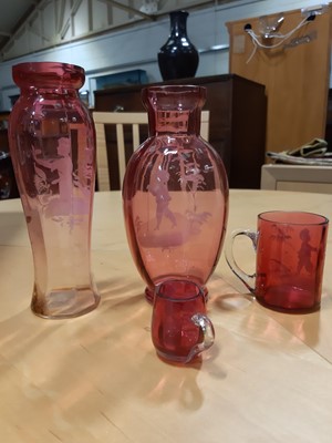 Lot 71 - Fifteen pieces of Mary Gregory glassware