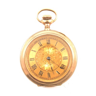 Lot 273 - A gold-plated pocket watch and opal doublet stick pin.