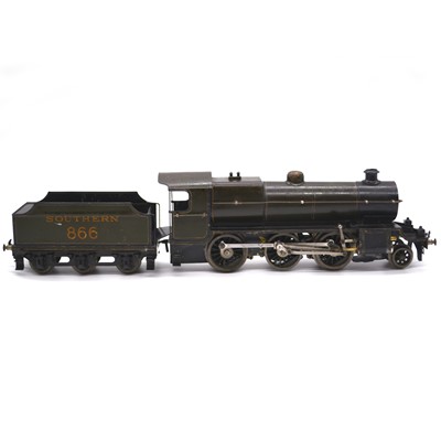 Lot 136 - Bassett-Lowke O gauge model railway electric locomotive with tender, Southern 2-6-0