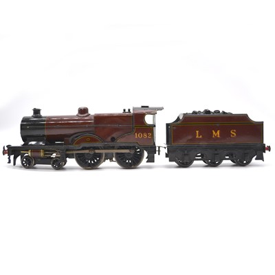 Lot 132 - Bassett-Lowke O gauge model railway electric locomotive with tender, LMS 4-4-0, no.1082