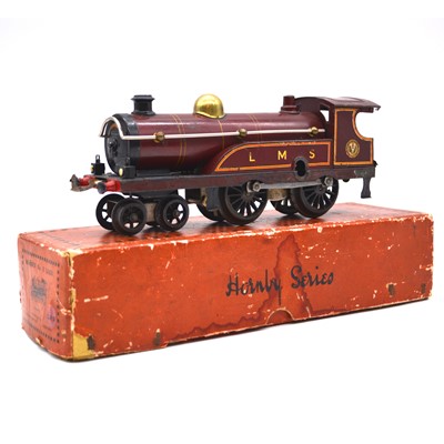 Lot 146 - Hornby O gauge model railway clock-work locomotive, no.2 LMS 4-4-0, maroon body