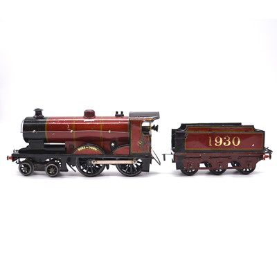 Lot 149 - Bassett-Lowke O gauge model railway clock-work locomotive and tender, 4-4-0 'Duke of York'