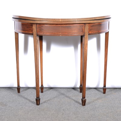 Lot 525 - George III mahogany demi-lune card table