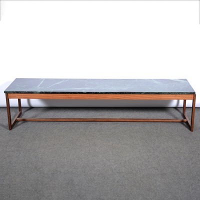 Lot 450 - Mid-century teak marble-topped coffee table