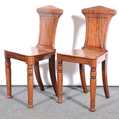 Lot 506 - Pair of William IV mahogany hall chairs