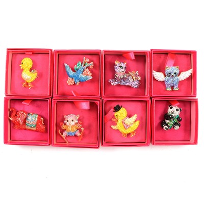 Lot 336 - Butler & Wilson - eight novelty crystal brooches, pink boxed Circa 2013