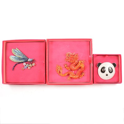 Lot 351 - Butler & Wilson - three oversize crystal brooches, pink boxed Circa  2013-2015.