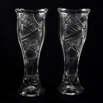 Lot 66 - Pair of German Goebel crystal rose vases.