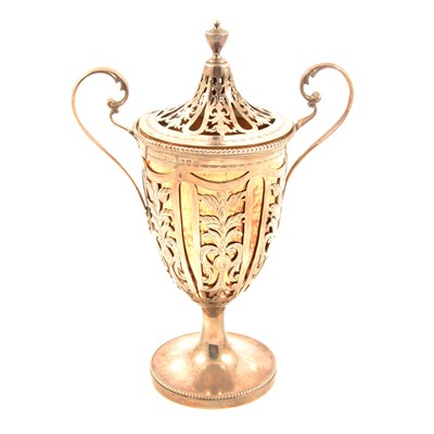 Lot 220 - A George III style silver sugar urn, Williams (Birmingham) Ltd