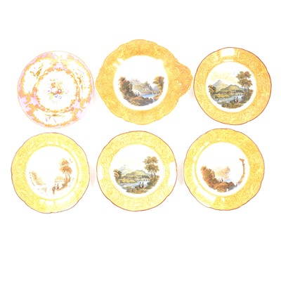 Lot 39 - Sevres style plate, Rose Pompadour ground, and others.