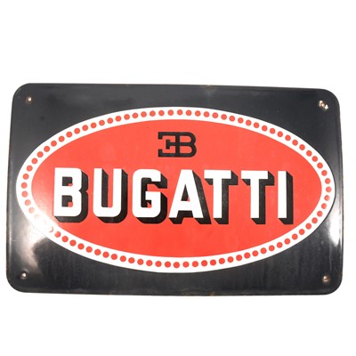 Lot 115 - Bugatti enamel advertising sign, 30x40cm.
