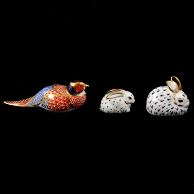 Lot 39 - Three Royal Crown Derby animal paperweights.