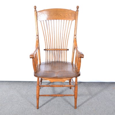 Lot 579 - Old spindle-back elbow chair, solid chair,...