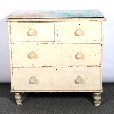 Lot 484 - Small painted pine chest of drawers