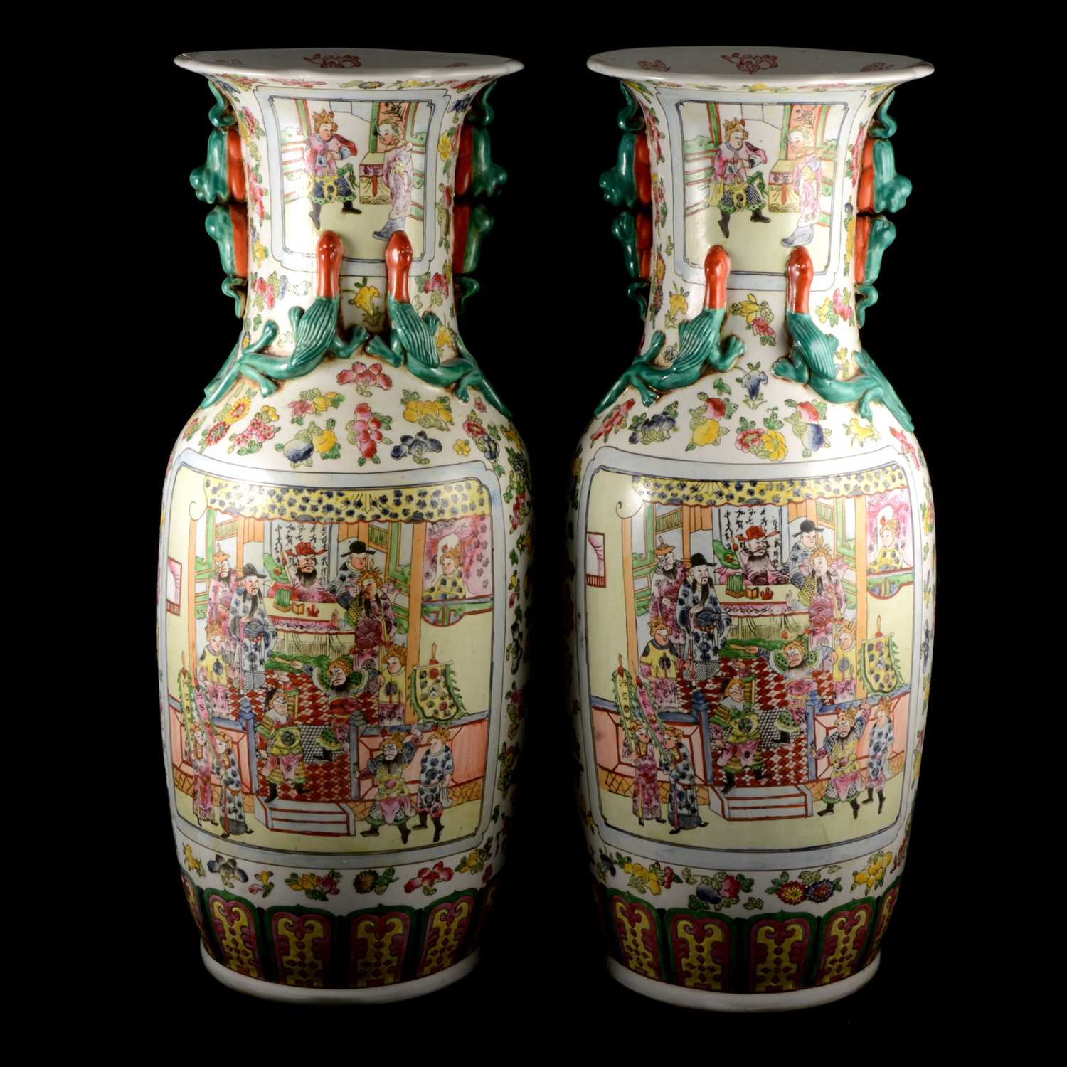 Lot 68 - Pair of floor-standing Chinese polychrome vases, 20th Century