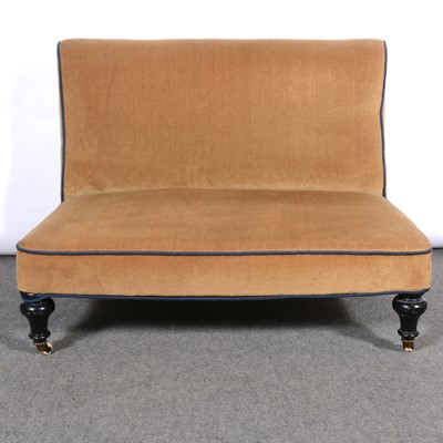 Lot 522 - Victorian two-seat settee, ebonsied supports