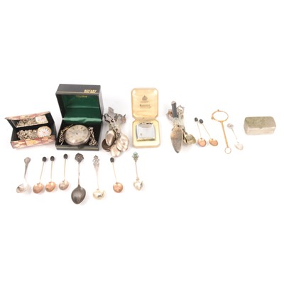 Lot 241 - Large Victorian silver cased pocket watch, fob watch, spoons, etc.